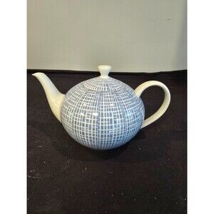 Arzberg Form 2000 Teapot – Blue Grid – 1950s German Modernist Design